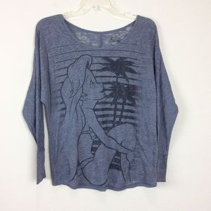 Disney grey burnout Arielle Mermaid t shirt Size L